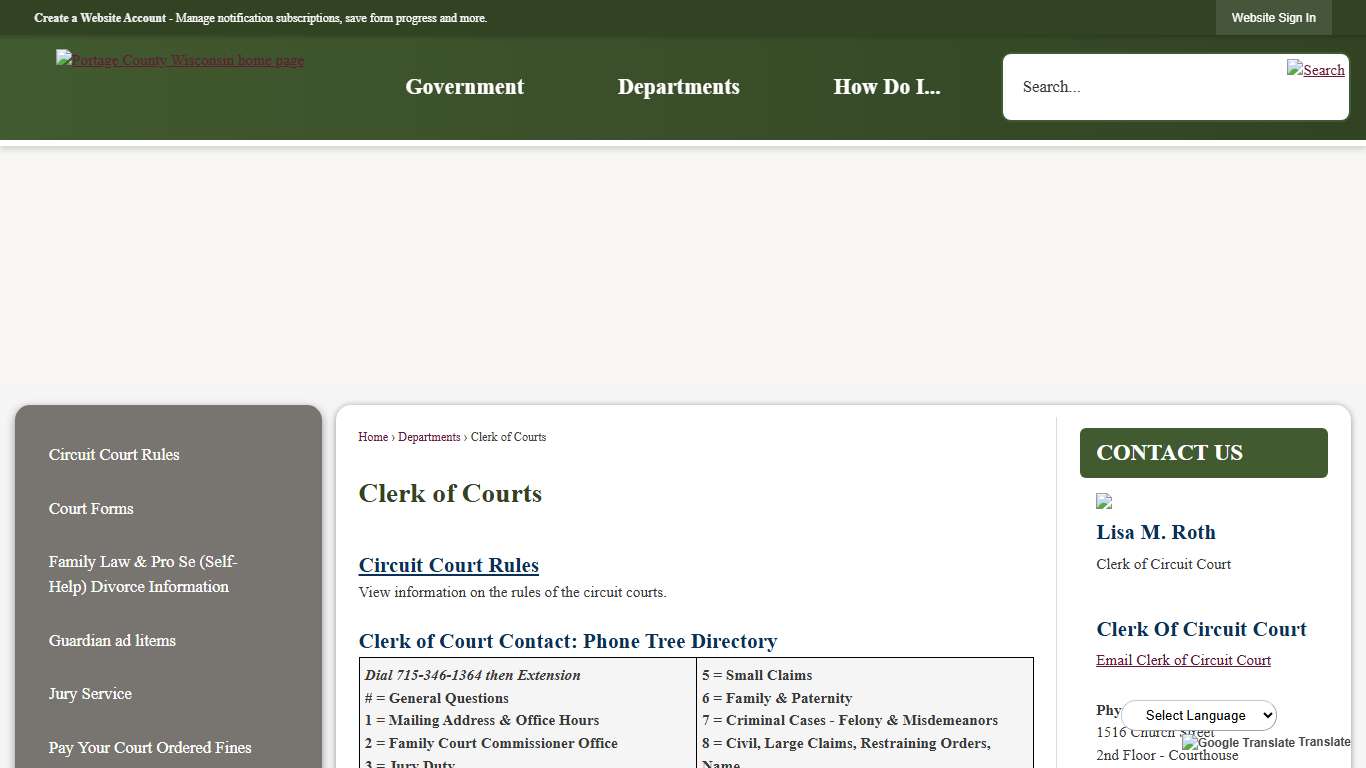 Clerk of Courts Portage County, WI