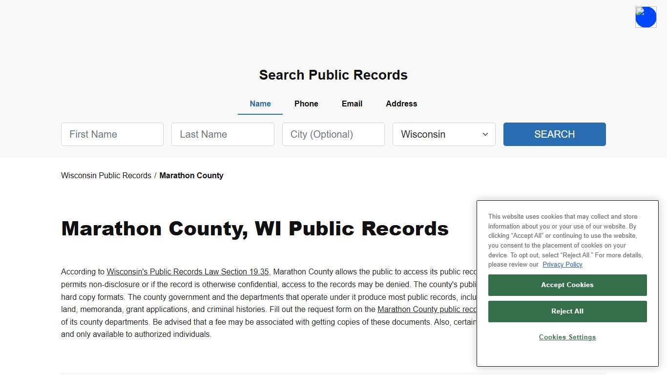 Marathon County, WI Public Court, Arrest and Inmate Records - ThePublicIndex